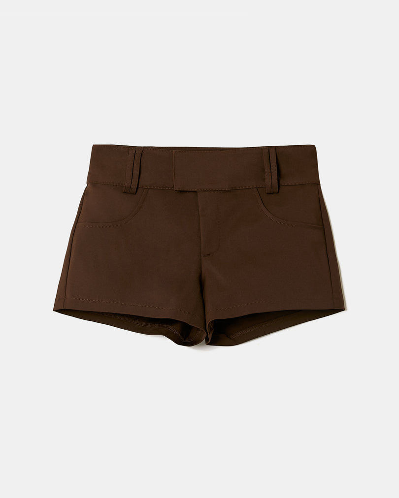 Fitted Mini Shorts | Brown