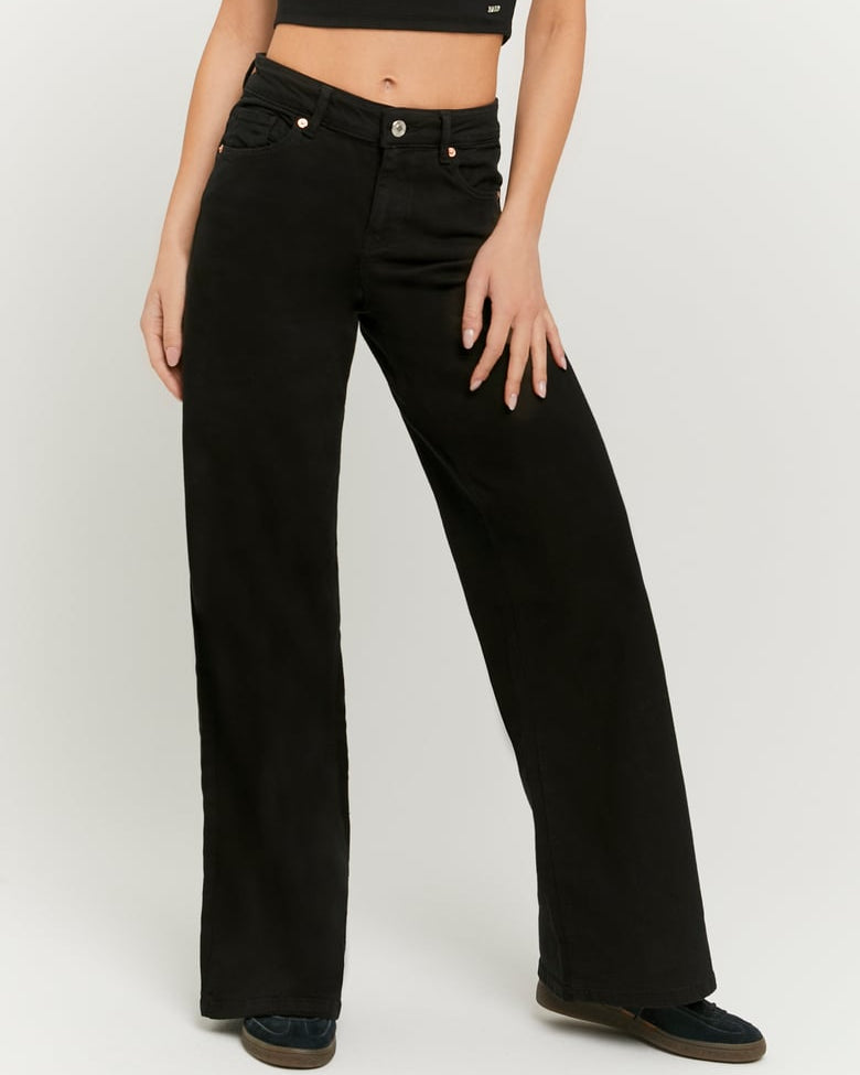 High Waist Wide Leg Trousers | Black