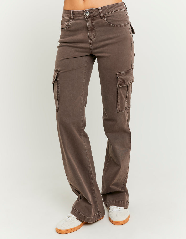 Bootcut Cargo Trousers | Brown
