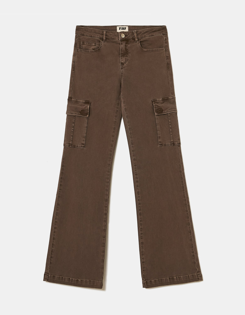 Bootcut Cargo Trousers | Brown