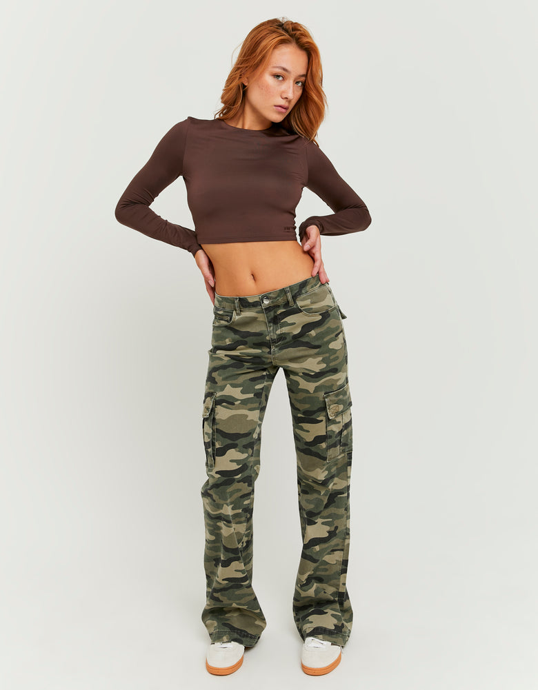 Bootcut Cargo Trousers | Army Print