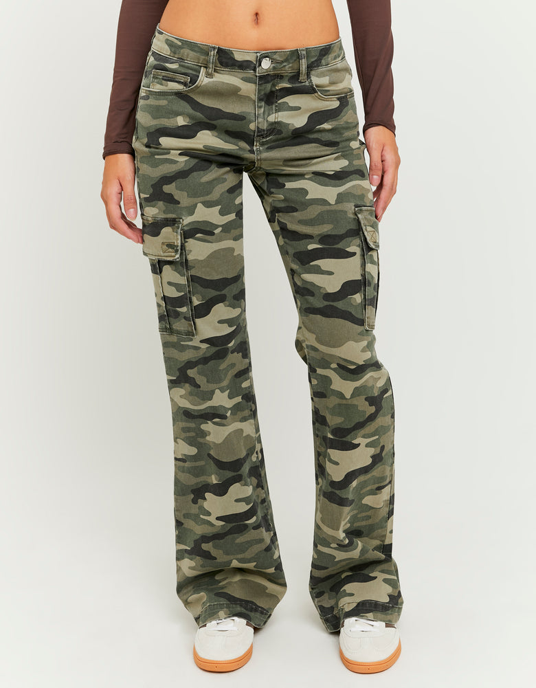 Bootcut Cargo Trousers | Army Print
