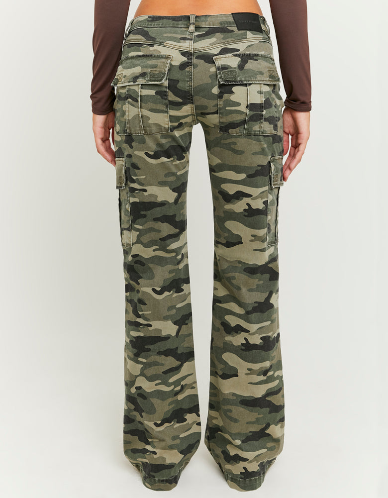 Bootcut Cargo Trousers | Army Print