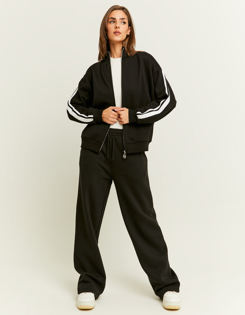 Wide Leg Basic Joggers | Black