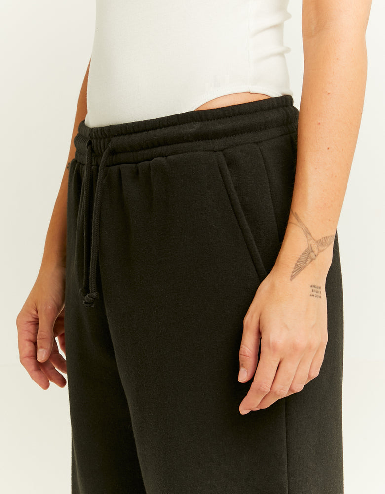 Wide Leg Basic Joggers | Black