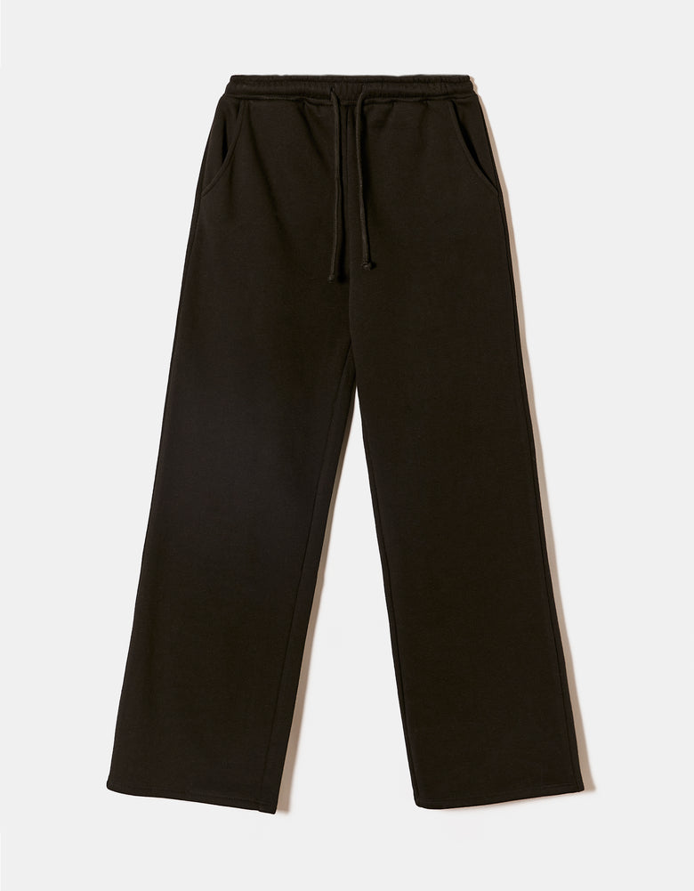 Wide Leg Basic Joggers | Black