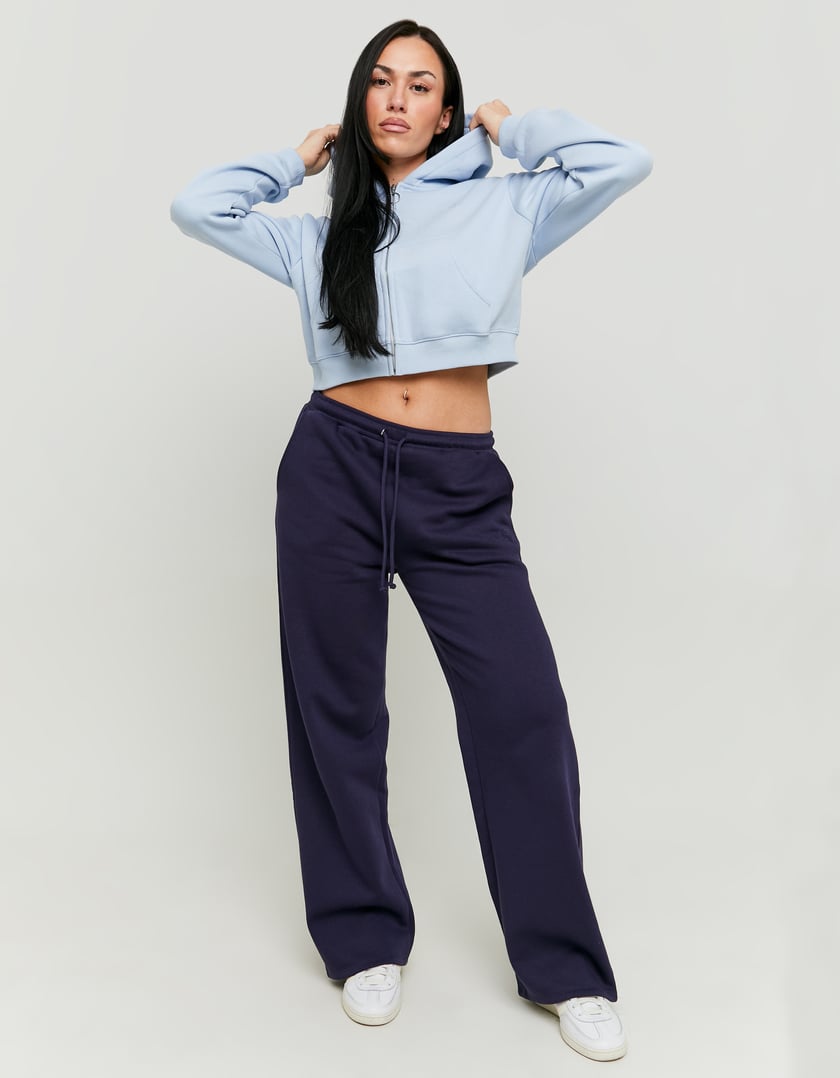 Wide Leg Basic Joggers | Navy