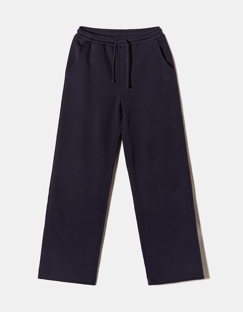 Wide Leg Basic Joggers | Navy