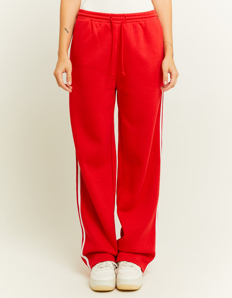 Wide Leg Basic Joggers | Red