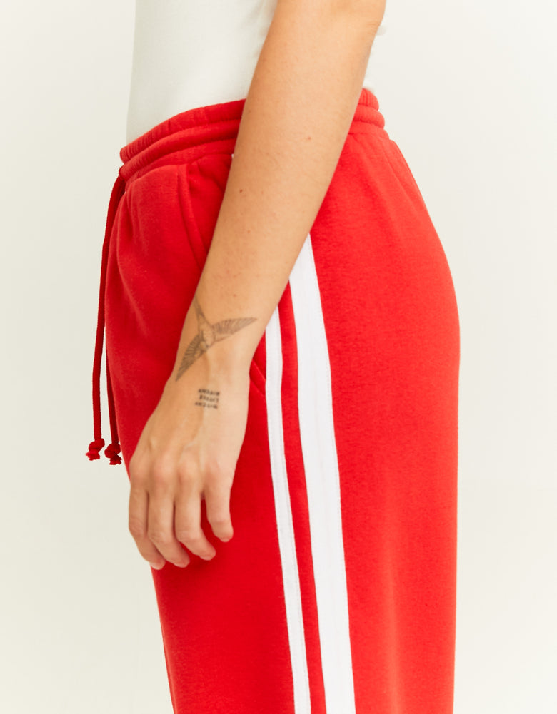 Wide Leg Basic Joggers | Red