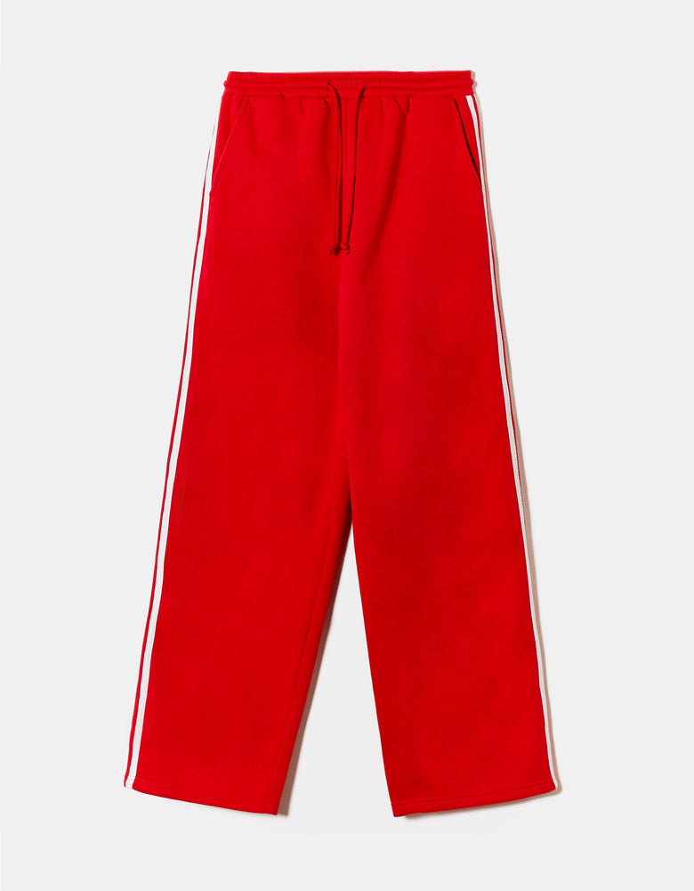Wide Leg Basic Joggers | Red