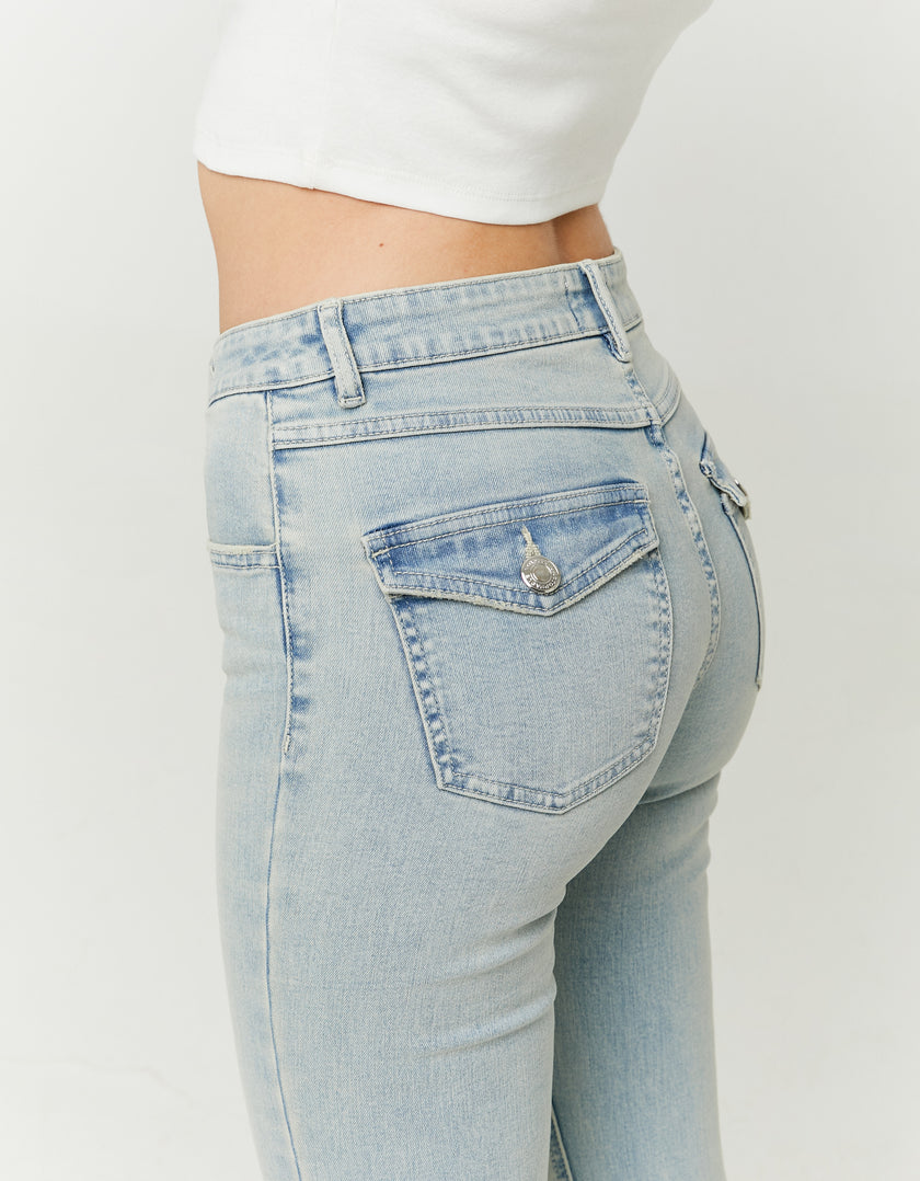 Mid Waist Bootcut Jeans | Light Wash