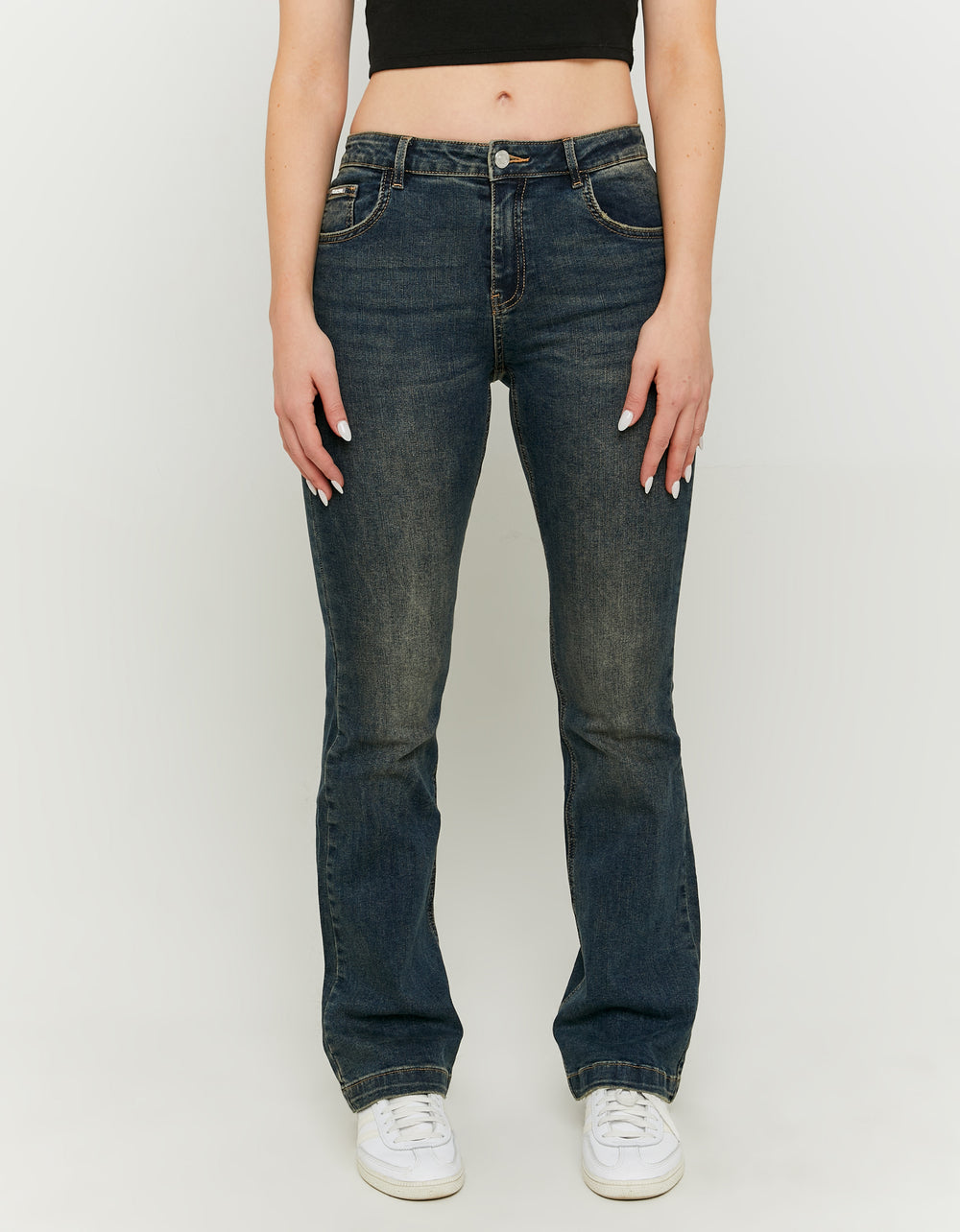 Mid Waist Bootcut Jeans | Vintage Wash