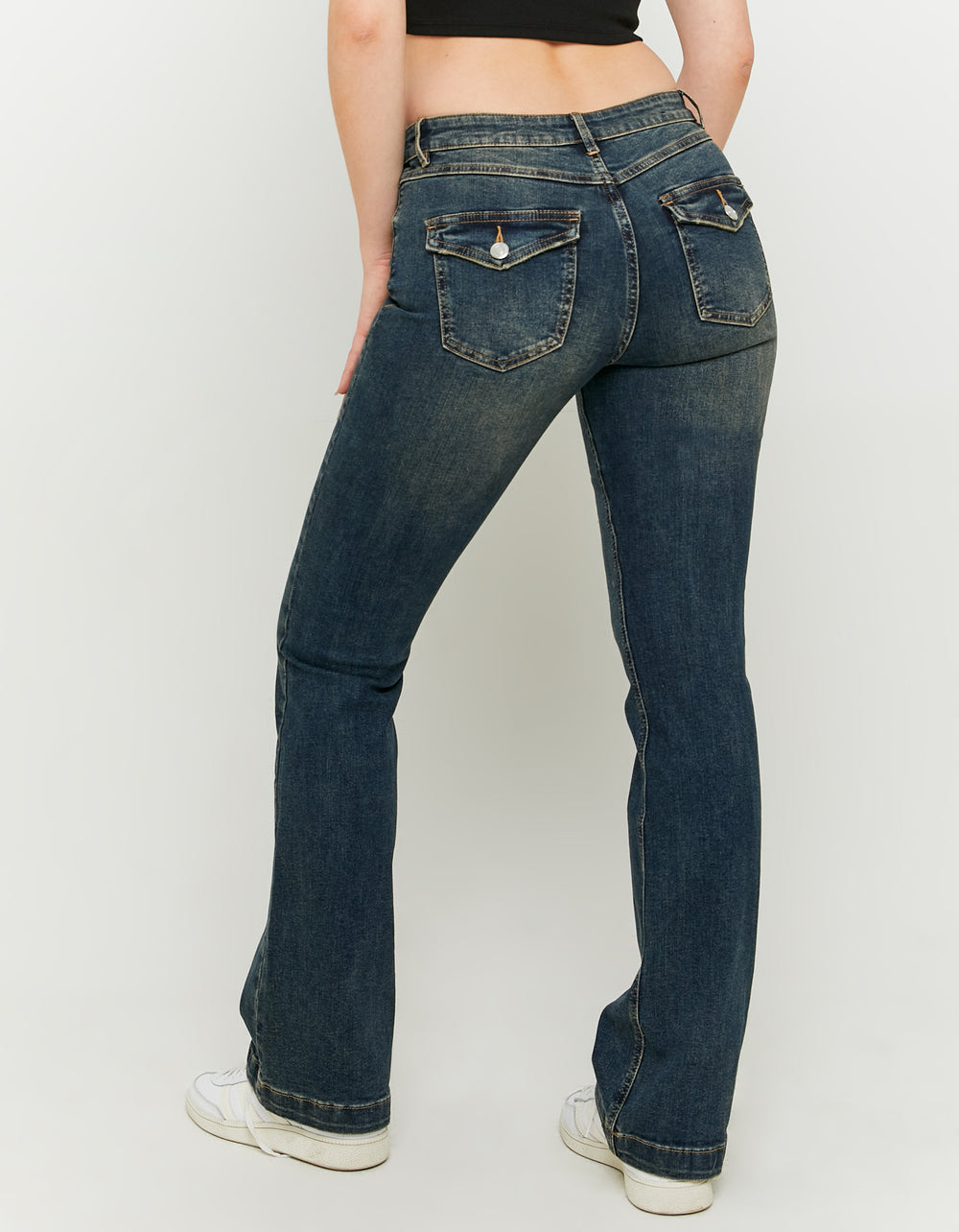 Mid Waist Bootcut Jeans | Vintage Wash