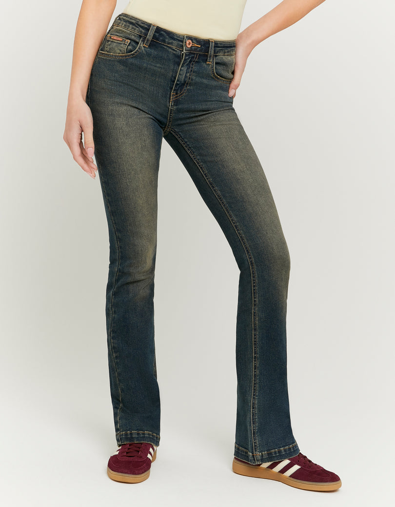 Mid Waist Bootcut Jeans | Vintage Wash