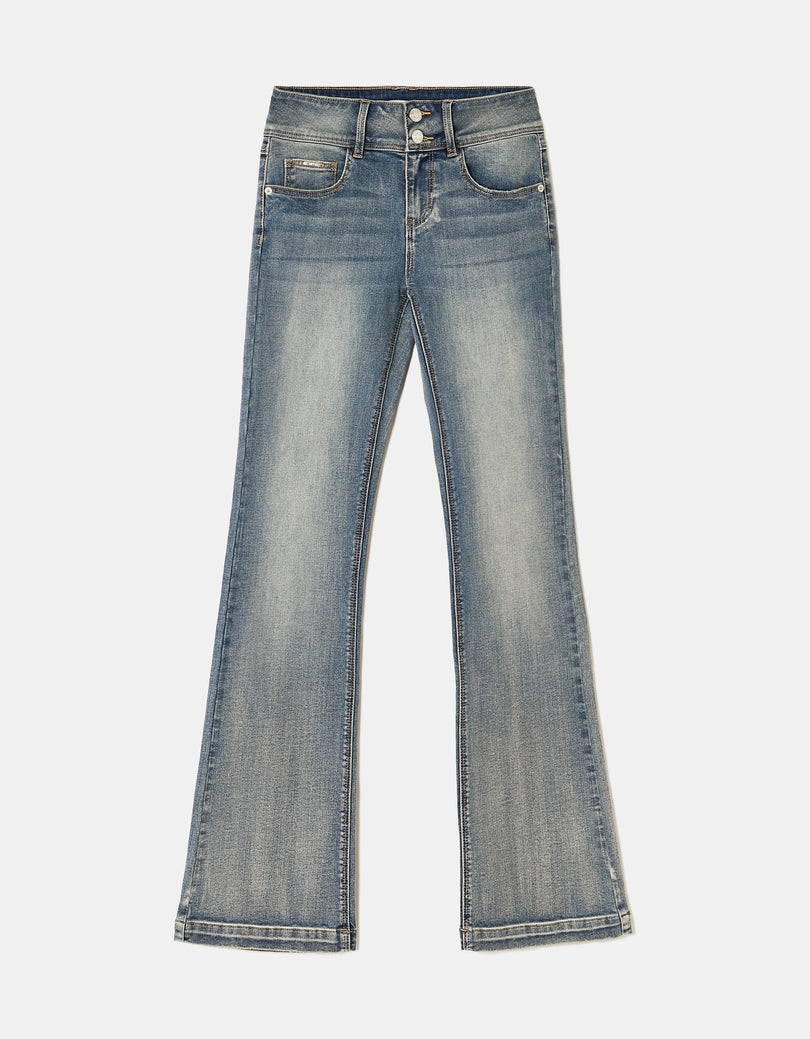 Mid Waist Bootcut Jeans | Vintage Wash