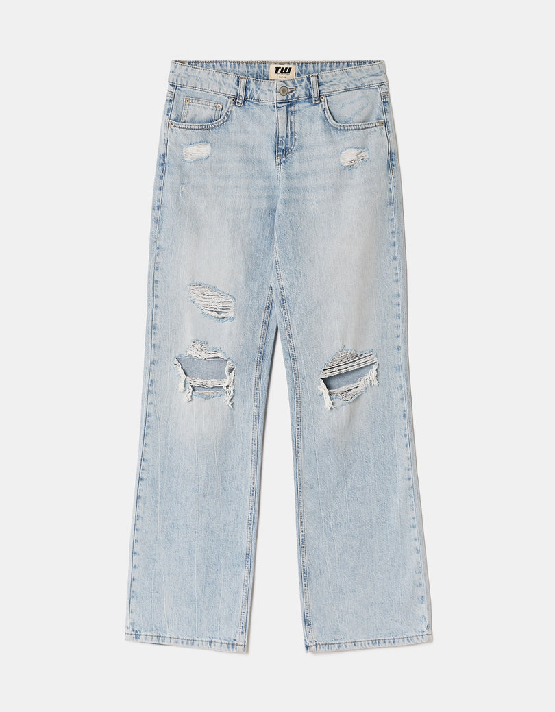 Low Waist Straight Jeans | Light Wash