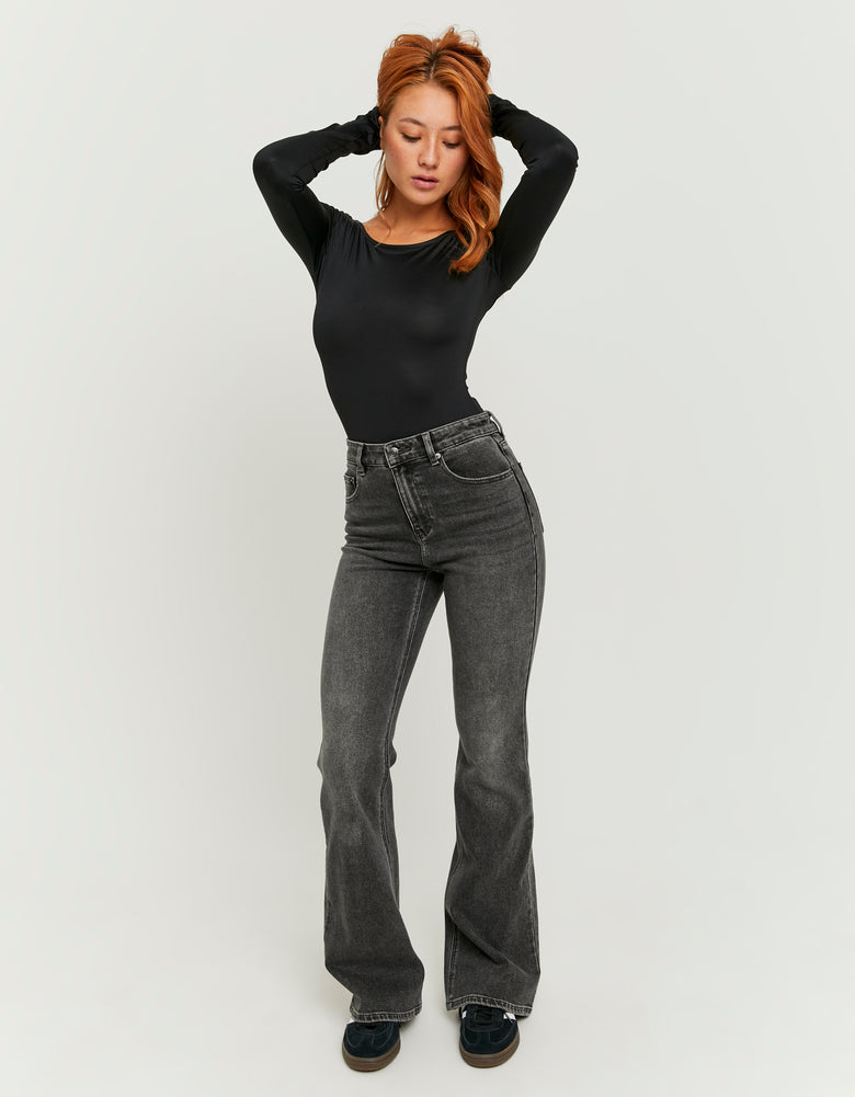 High Waist Flare Jeans | Black wash