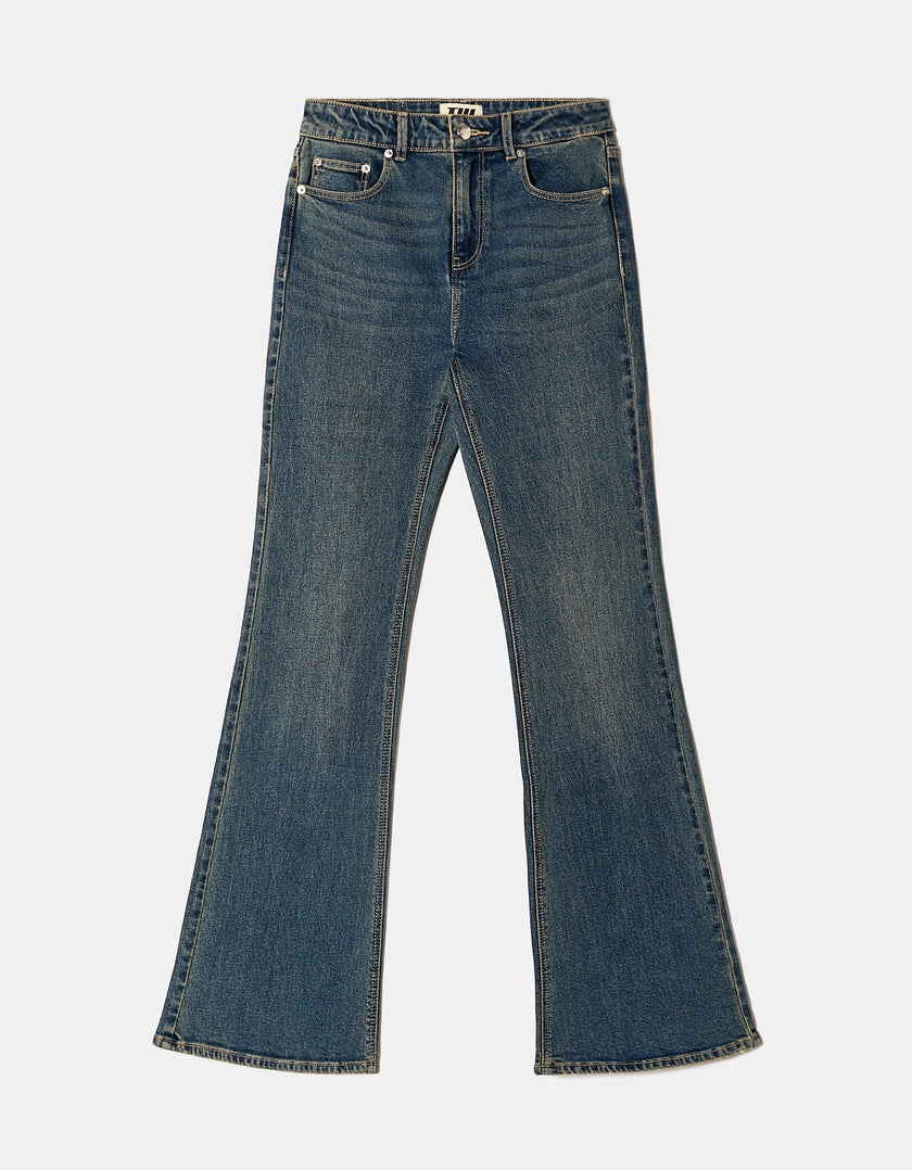 High Waist Flare Jeans | Blue Wash