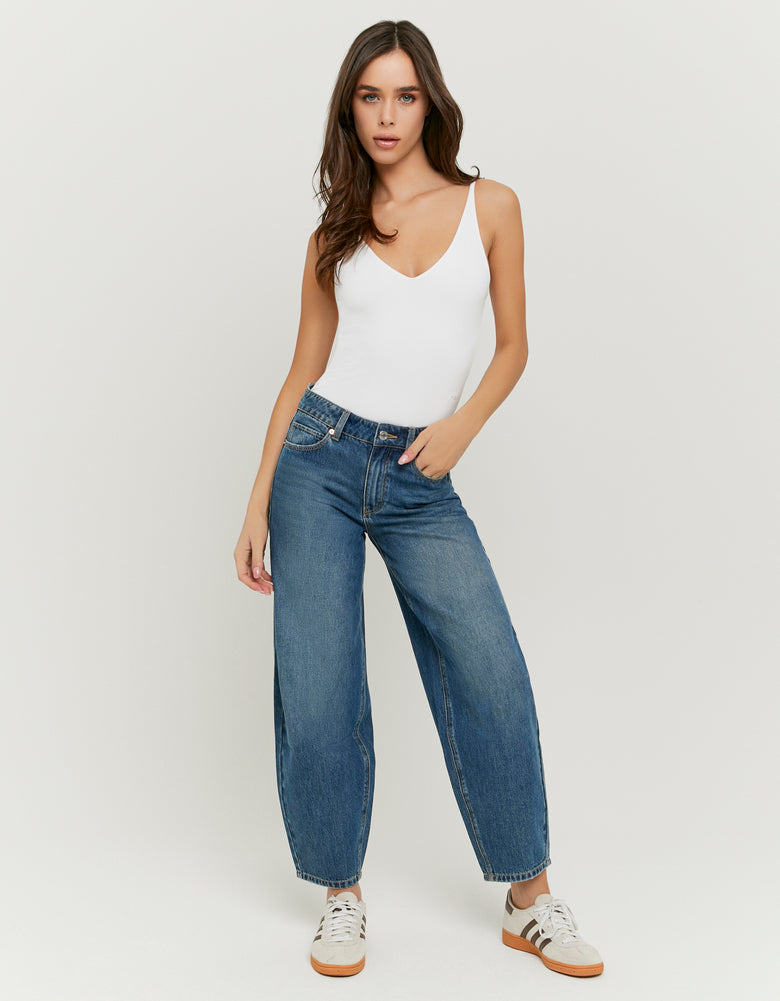 High Waist Barrel Jeans | Blue Wash