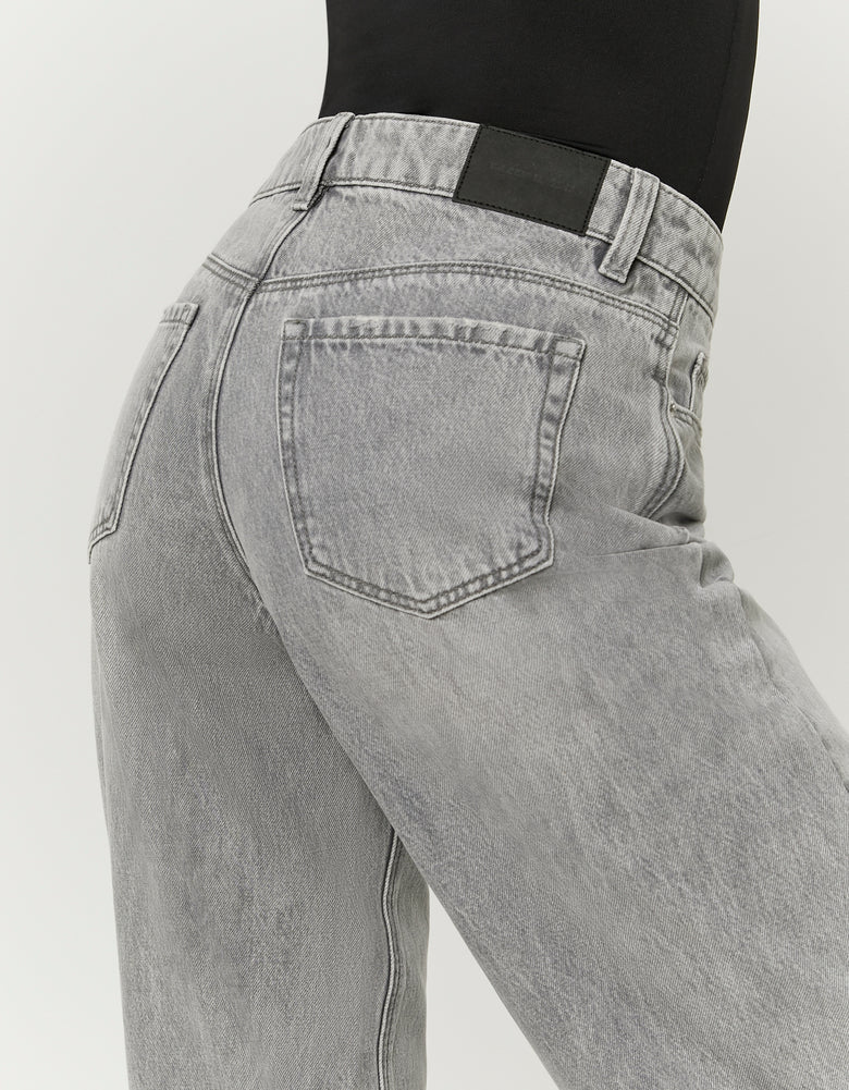High Waist Barrel Jeans | Grey Wash