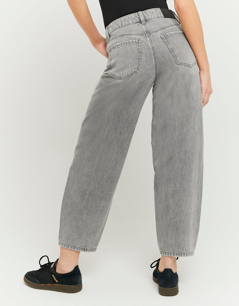 High Waist Barrel Jeans | Grey Wash