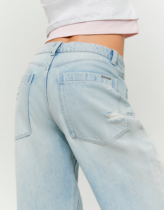Mid Waist Barrel Jeans | Blue Wash