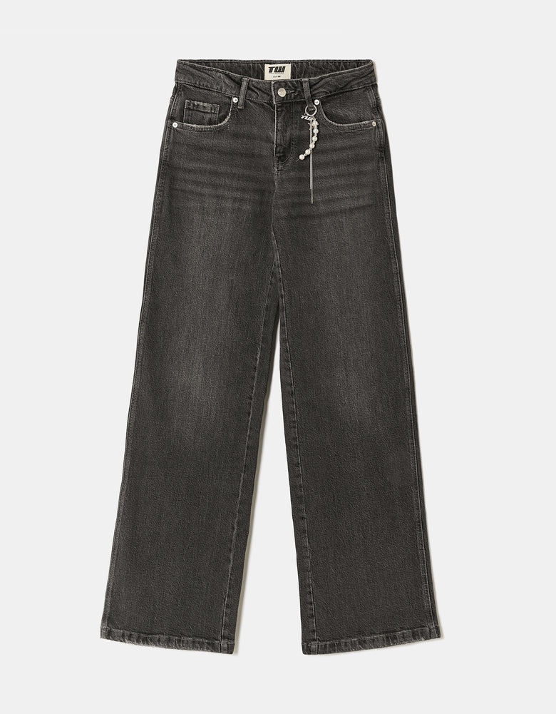 Low Waist Straight Leg Jeans | Grey Wash