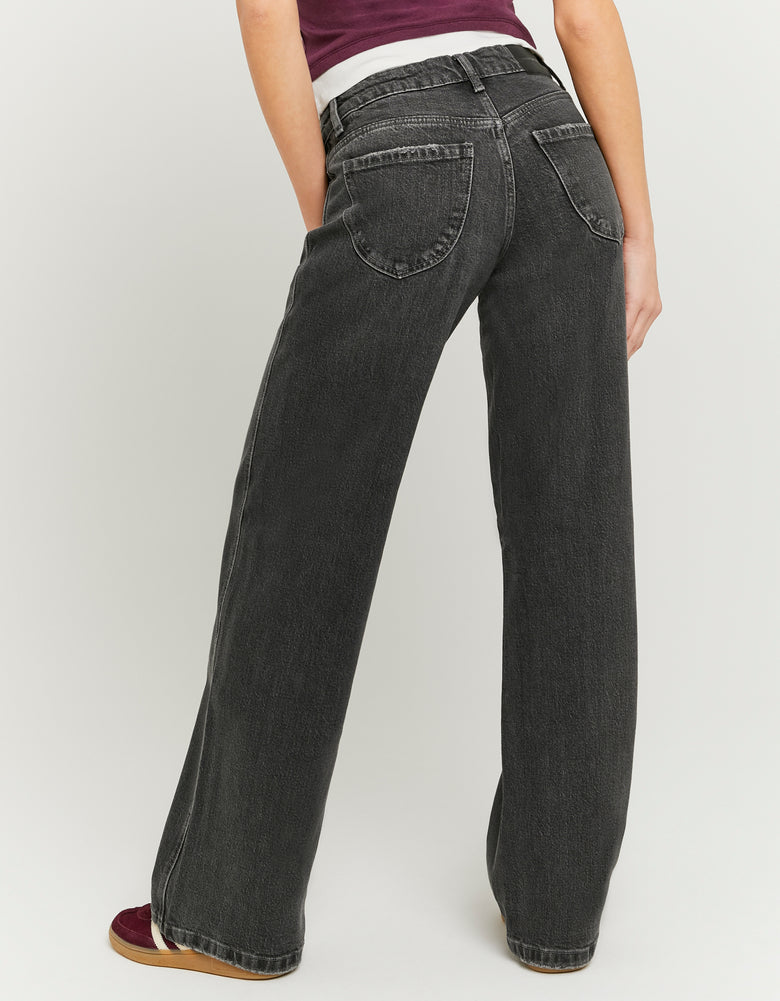 Low Waist Straight Leg Jeans | Grey Wash