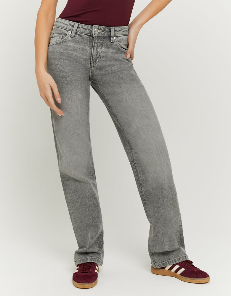 Low Waist Straight Jeans | Grey Wash