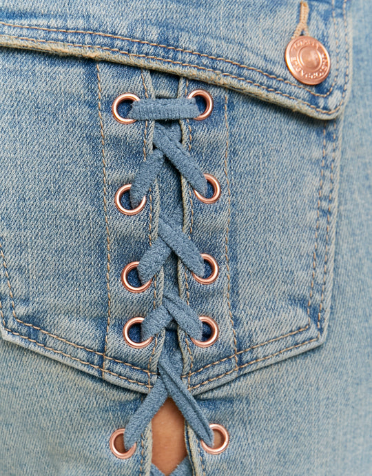 Mid Waist Flare Jeans | Blue Wash