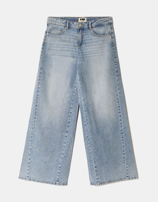 Mid Waist Wide Leg Jeans | Blue Wash