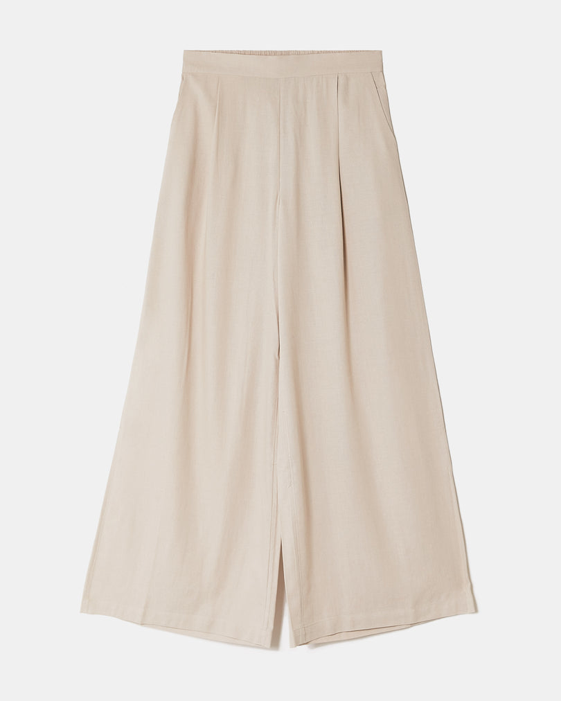 Wide Leg Trousers | Beige