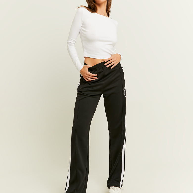 Straight Leg Sweatpants with Band Detail | Black