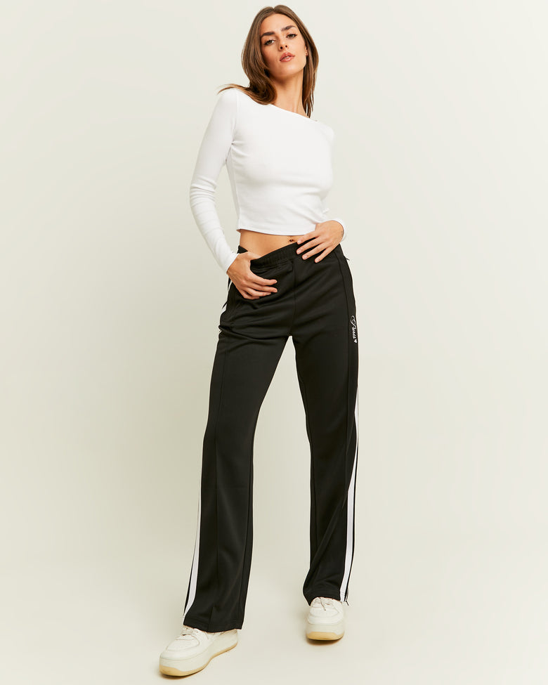 Straight Leg Sweatpants with Band Detail | Black