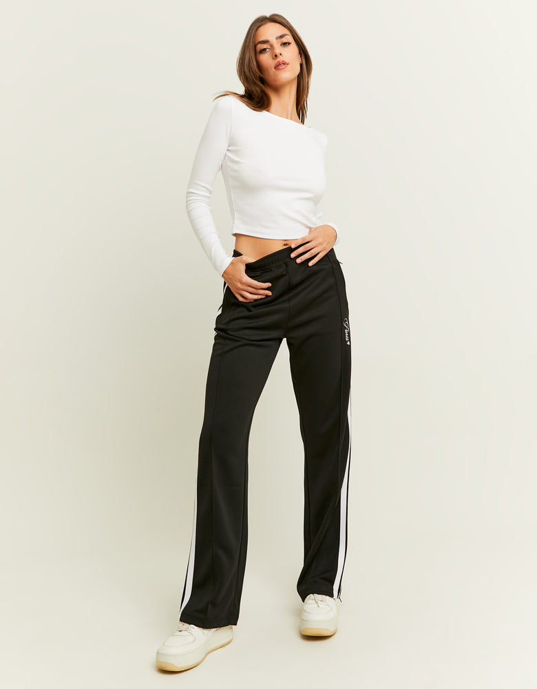 Straight Leg Sweatpants with Band Detail | Black