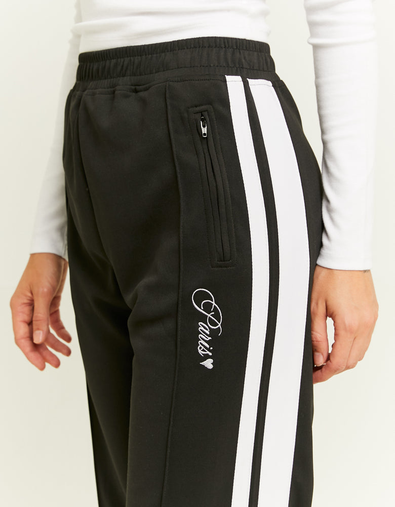 Straight Leg Sweatpants with Band Detail | Black