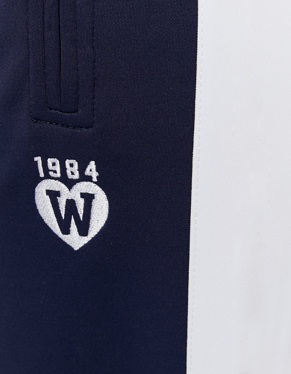 Wide Leg Printed Joggers with Side Bands | Navy