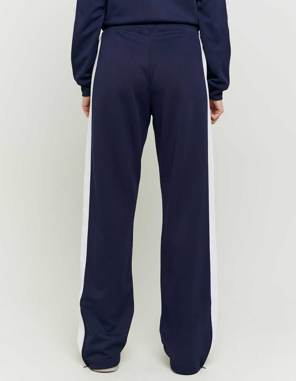 Wide Leg Printed Joggers with Side Bands | Navy