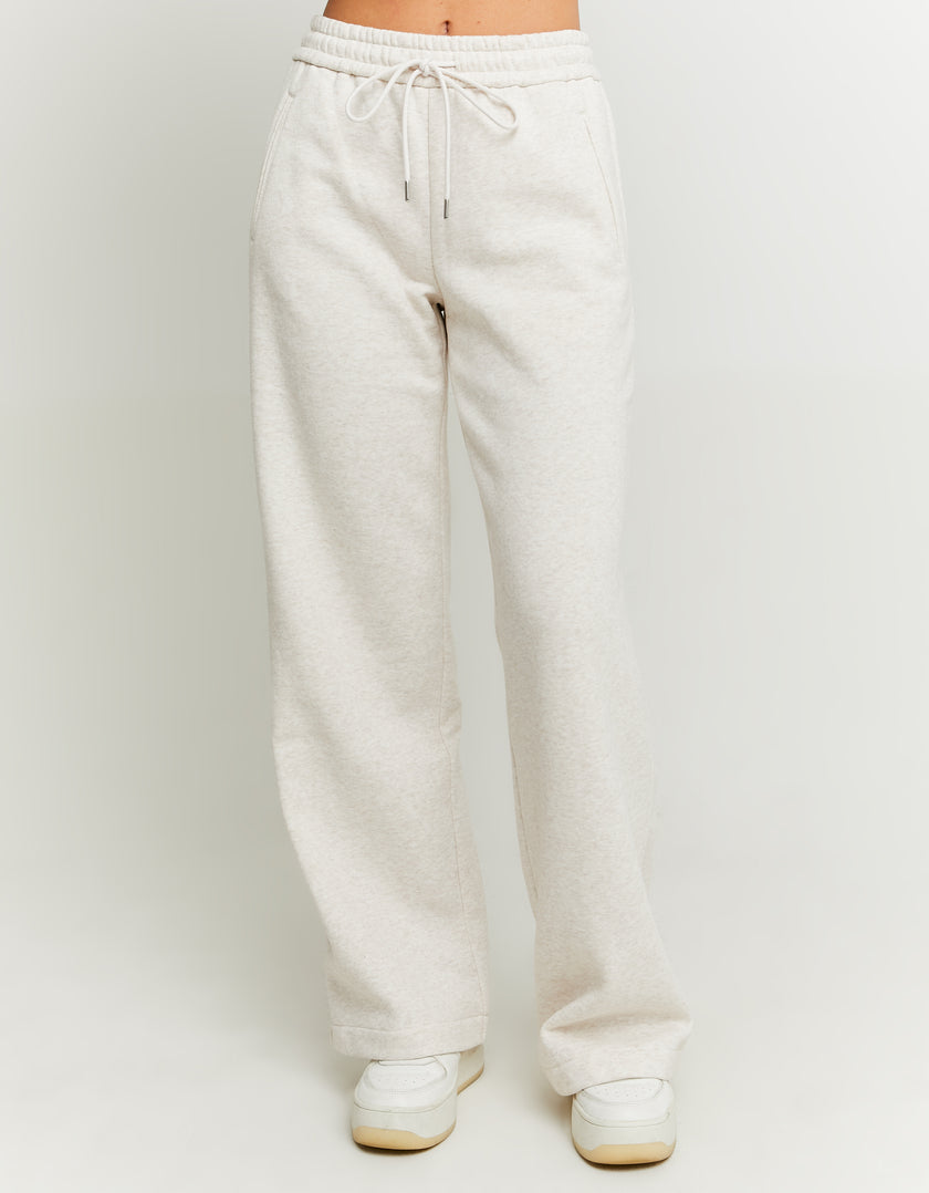 Mid Waist Wide Leg Trousers | Grey Heather