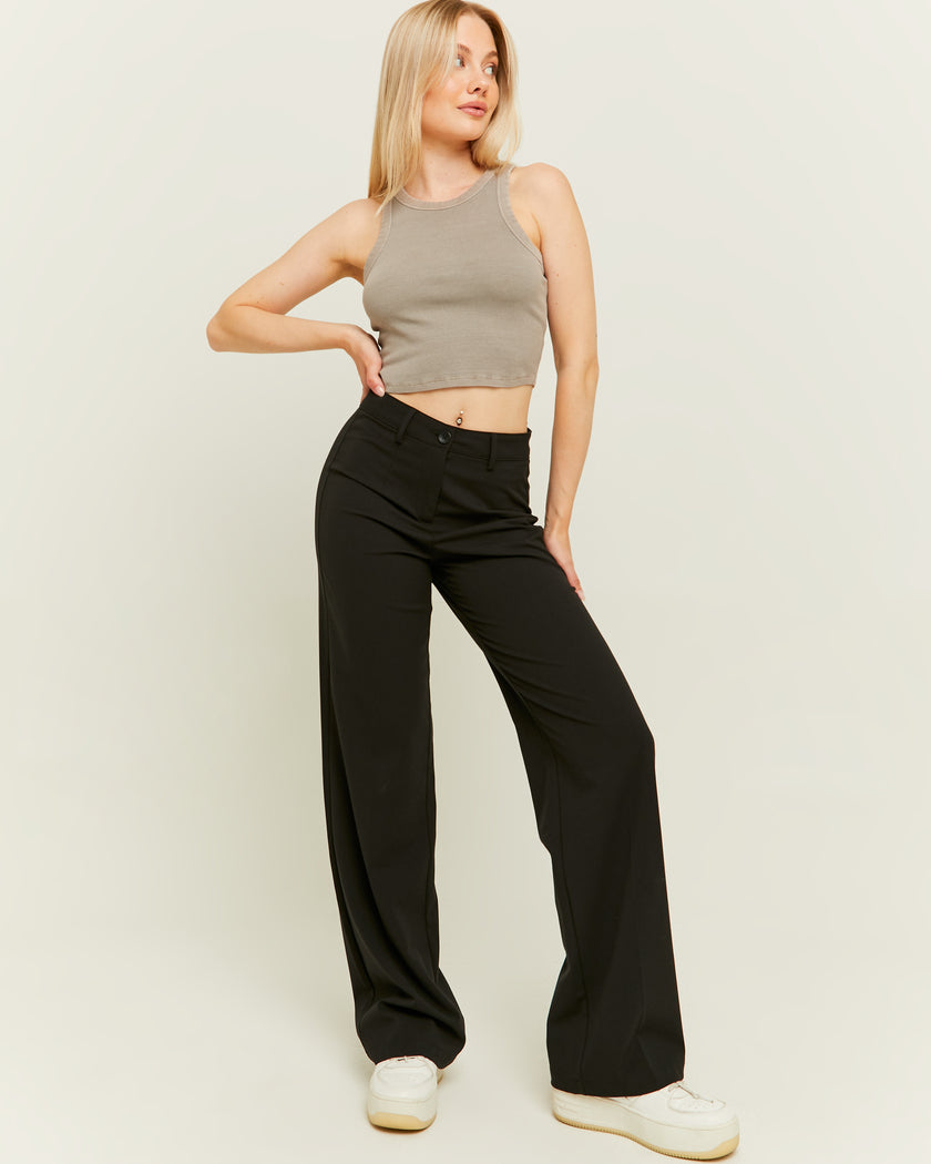 High Waist Straight Tailoring Trousers | Black