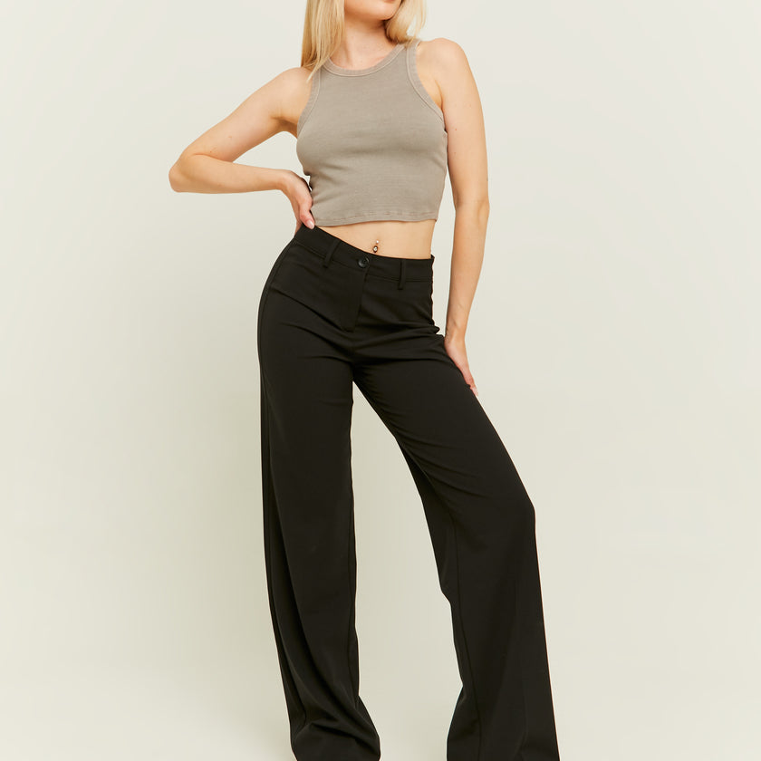 High Waist Straight Tailoring Trousers | Black