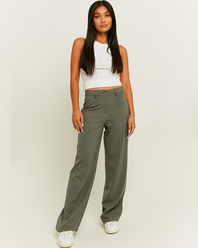 High Waist Straight Tailoring Trousers | Kaki