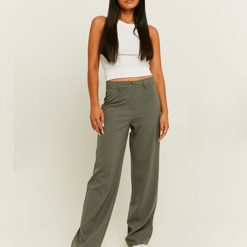 High Waist Straight Tailoring Trousers | Kaki
