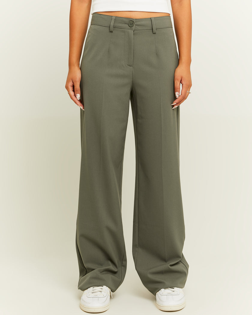 High Waist Straight Tailoring Trousers | Kaki