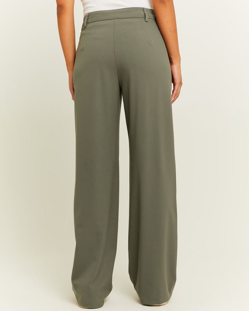 High Waist Straight Tailoring Trousers | Kaki