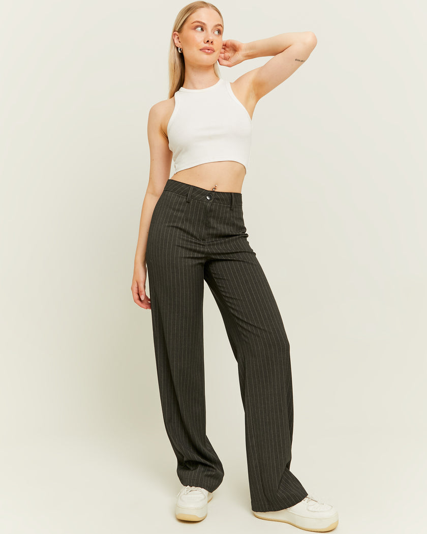 High Waist Straight Tailoring Trousers | Dark Grey