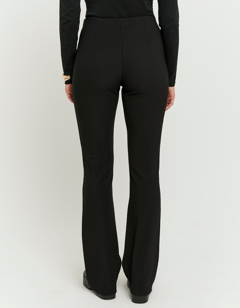 Flare Mid Waist Trousers | Black