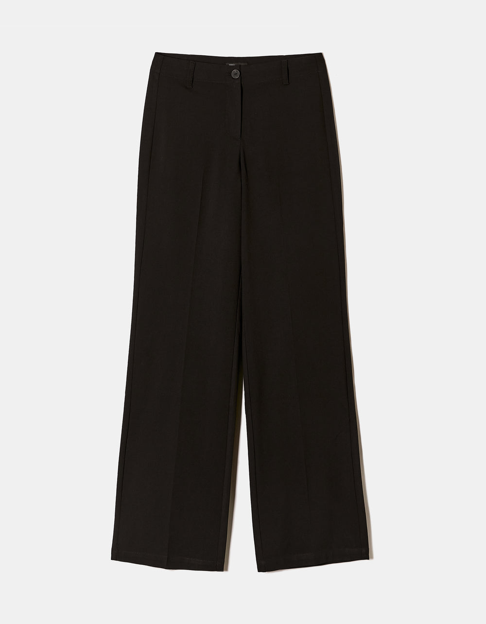 Mid Waist Straight Trousers | Black