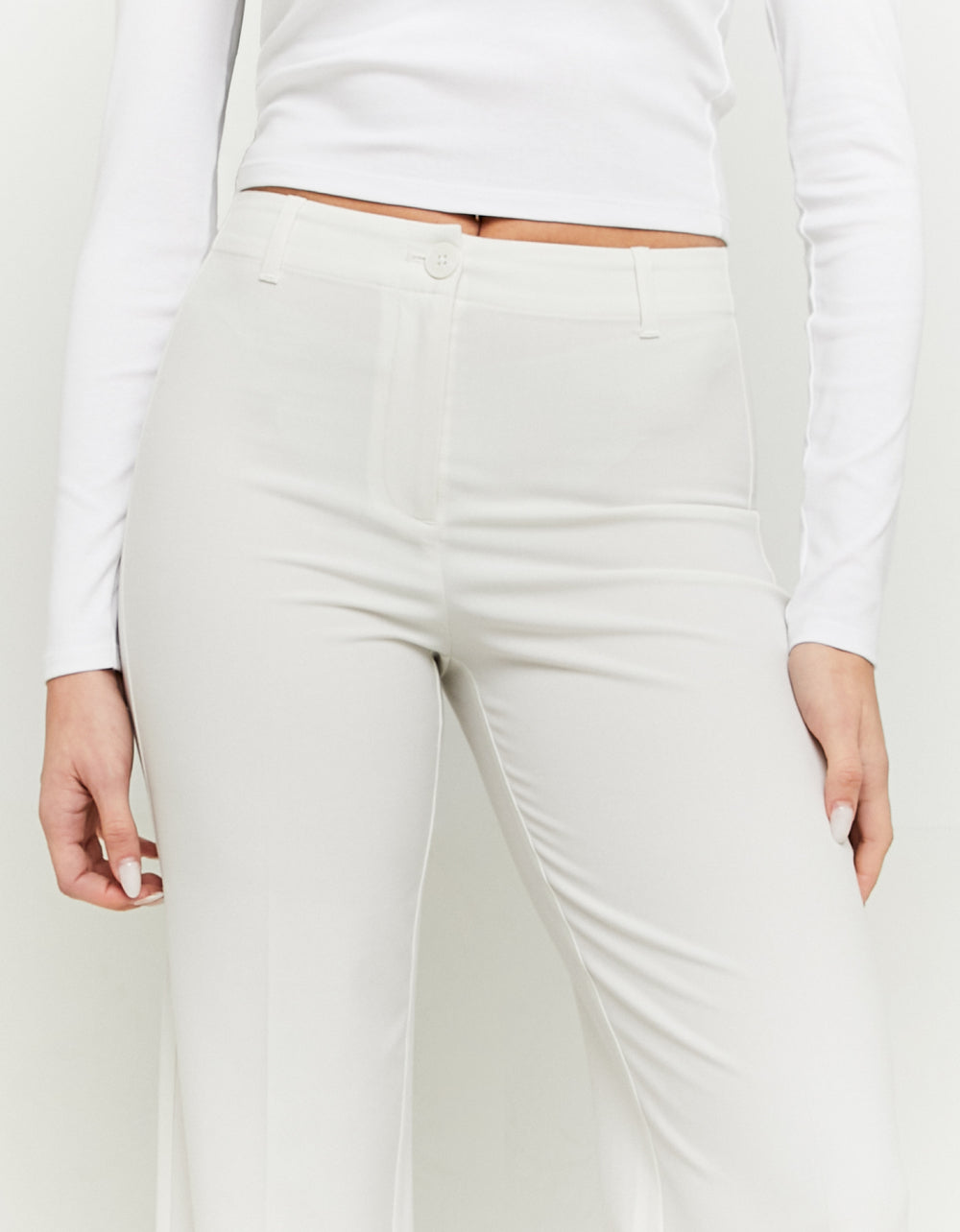 Mid Waist Straight Trousers | White